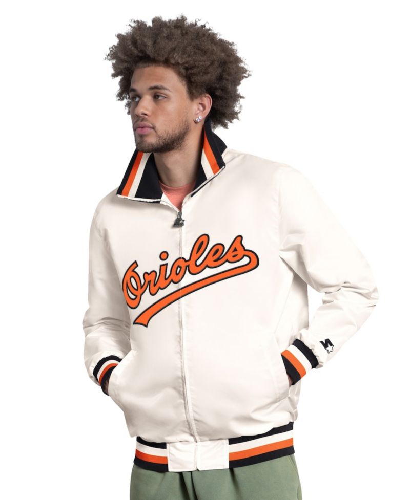 Men's White Baltimore Orioles The Captain Cooperstown Logo Full-Zip Varsity Jacket