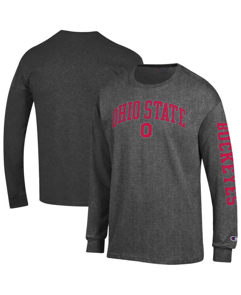 Men's Scarlet Ohio State Buckeyes Arch Over Logo 2-Hit Long Sleeve T-Shirt