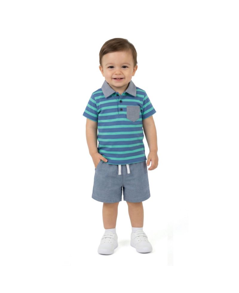 Baby Boys Stripe Pique Polo Set
