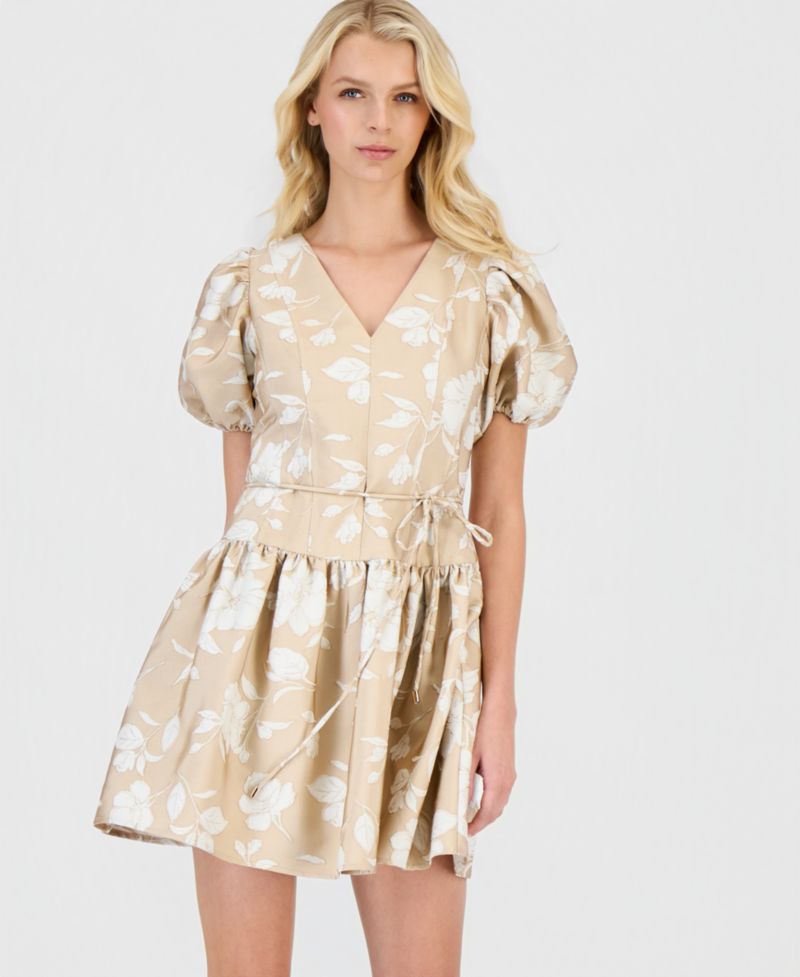 Women's Puffed-Sleeve Mini Dress