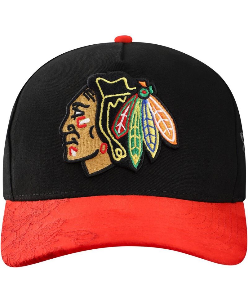 Black/Red Chicago Blackhawks May Flowers Pro Crown Adjustable Hat