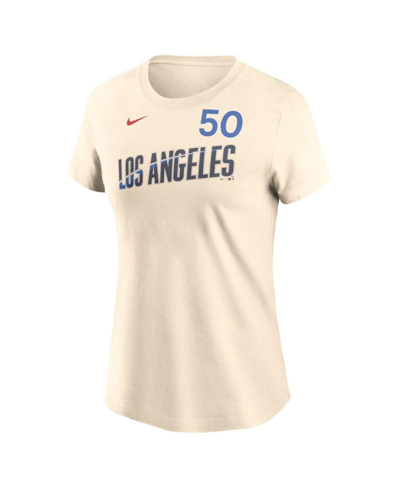 Women's Mookie Betts Cream Los Angeles Dodgers 2024 City Connect Fuse Name & Number T-Shirt