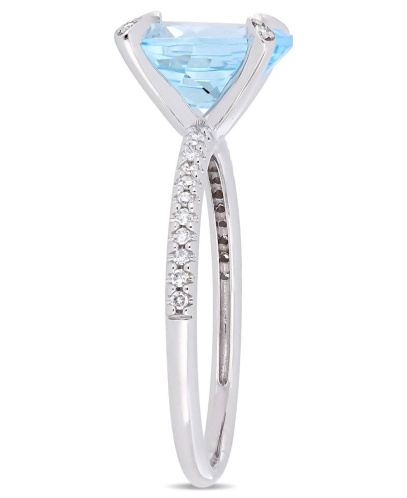 Blue Topaz (3-3/4 ct.t.w.) and Diamond (1/10 ct.t.w.) Ring in 10k White Gold