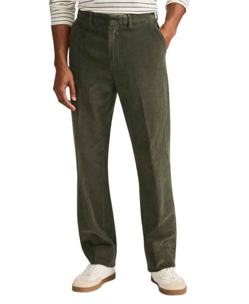 Men's Corduroy Comfort Waist Classic Fit Plain Front Pant