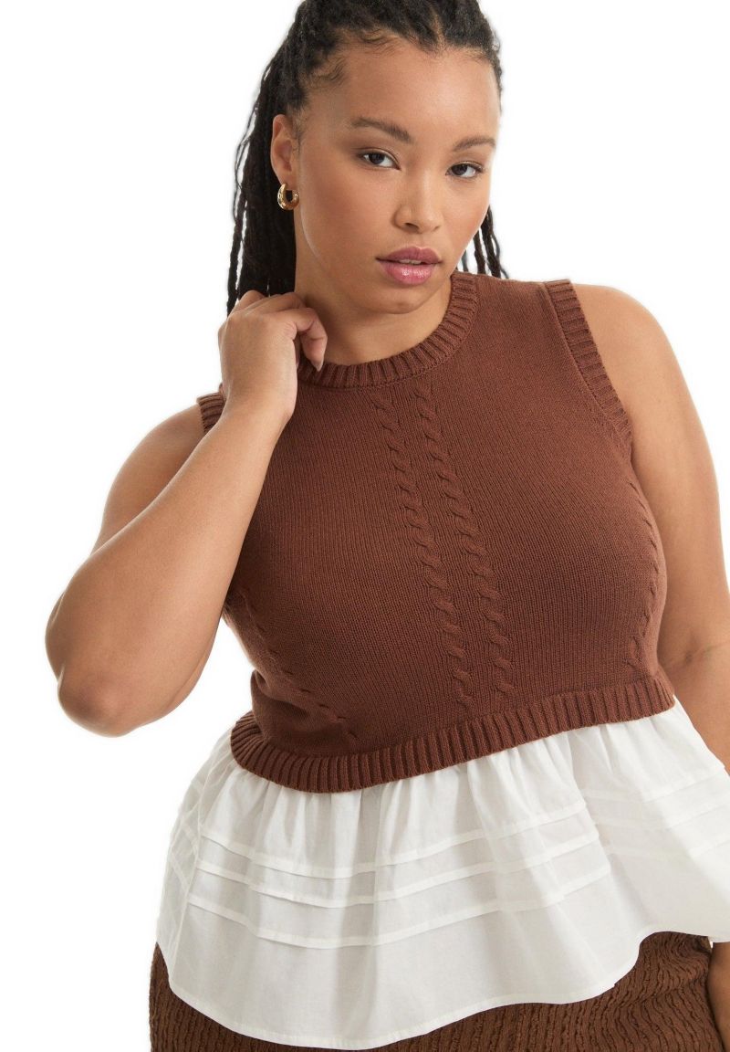 Women's June and Vie Sleeveless Peplum Sweater