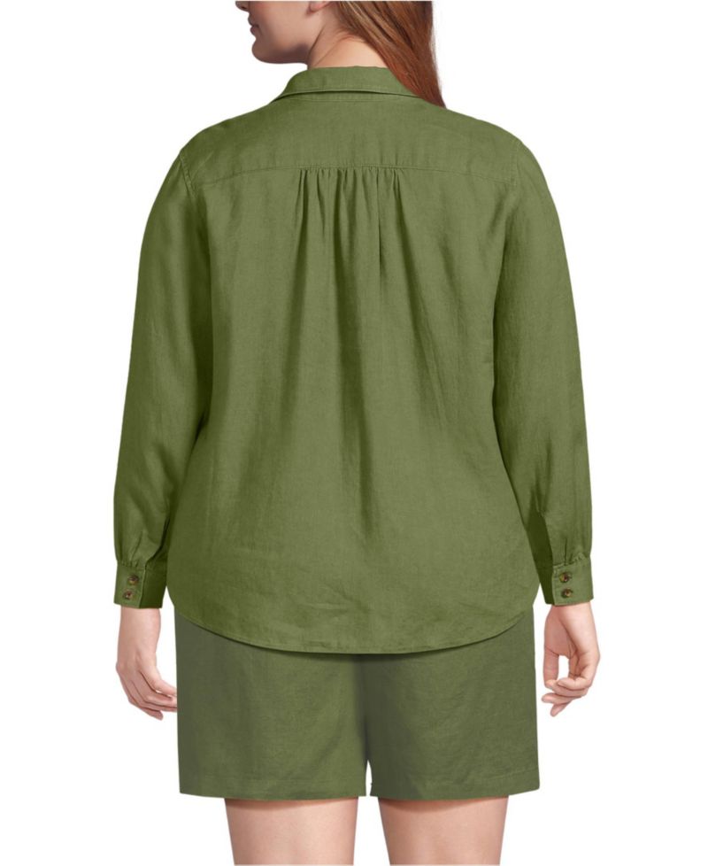 Plus Size Linen Long Sleeve Feminine Shirt