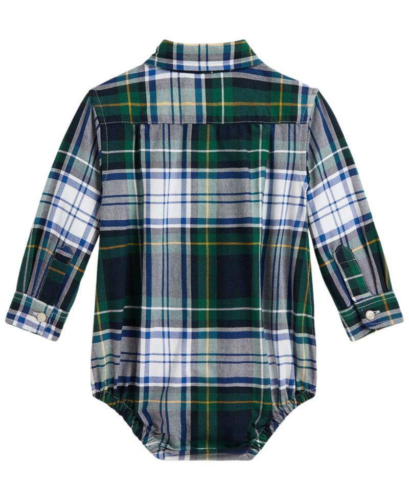Baby Boys' Plaid Cotton Oxford Bodysuit