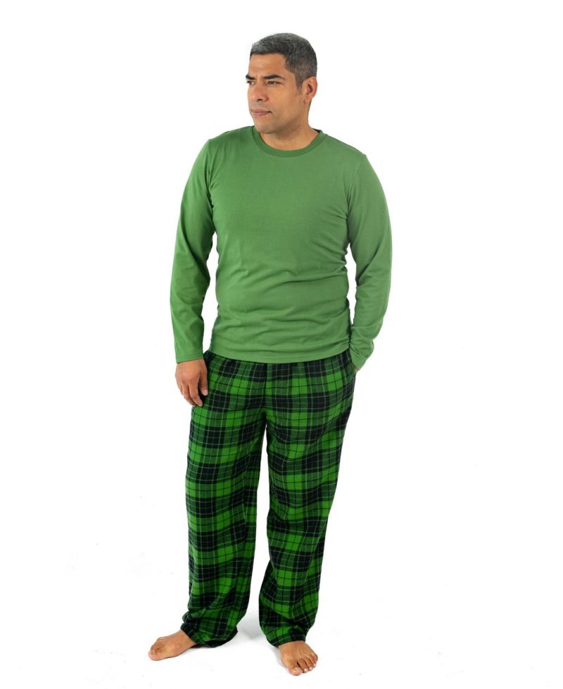 Men's Two piece Cotton Top and Flannel Pants Pajama Set