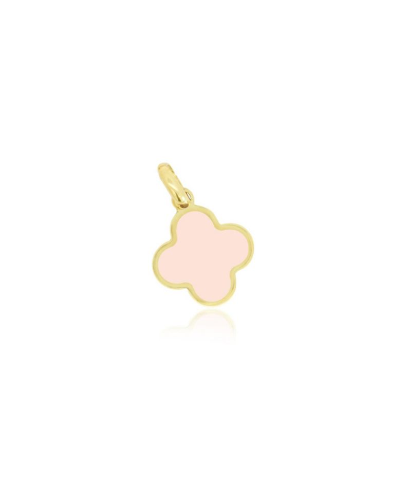 Pink Pearl Clover Charm 14 millimeters