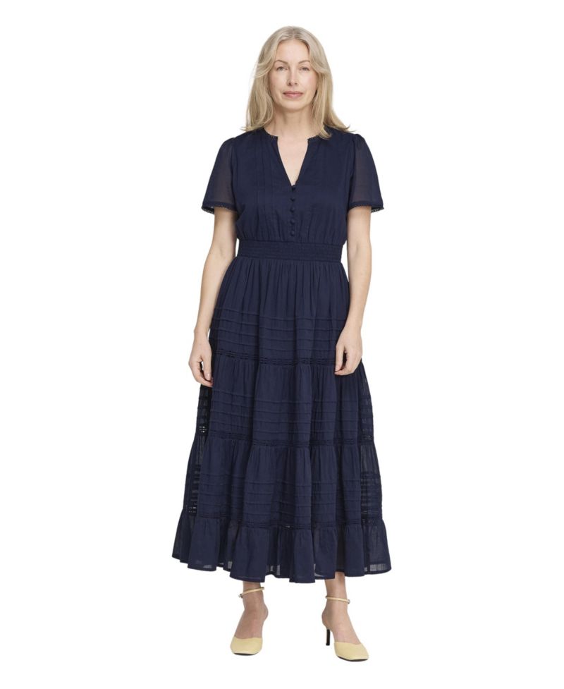 Women's Juniper Short-Sleeve V-Neck Tiered Midi Dress