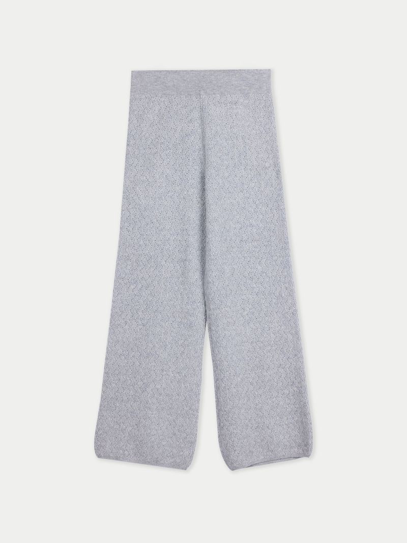 Women's Wide-Leg Ajour Knit Cashmere Pants
