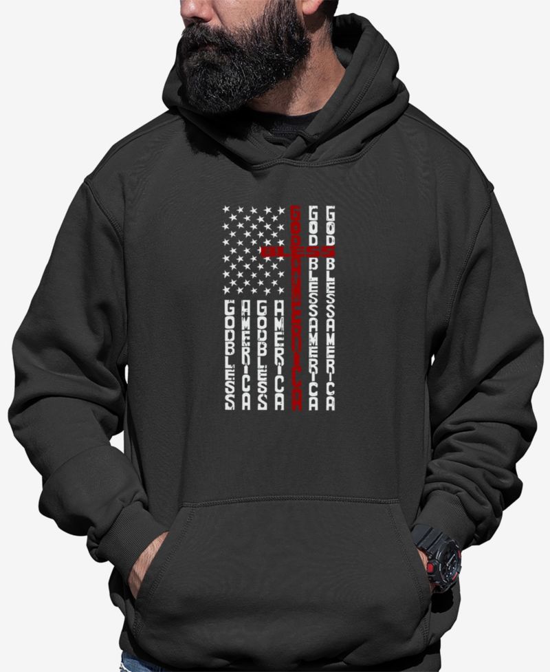 Men's Cross Flag Word Art Hooded Sweatshirt