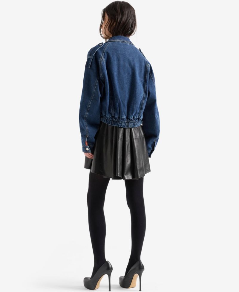 Women's Aviator Relaxed-Fit Zip-Front Short Jacket