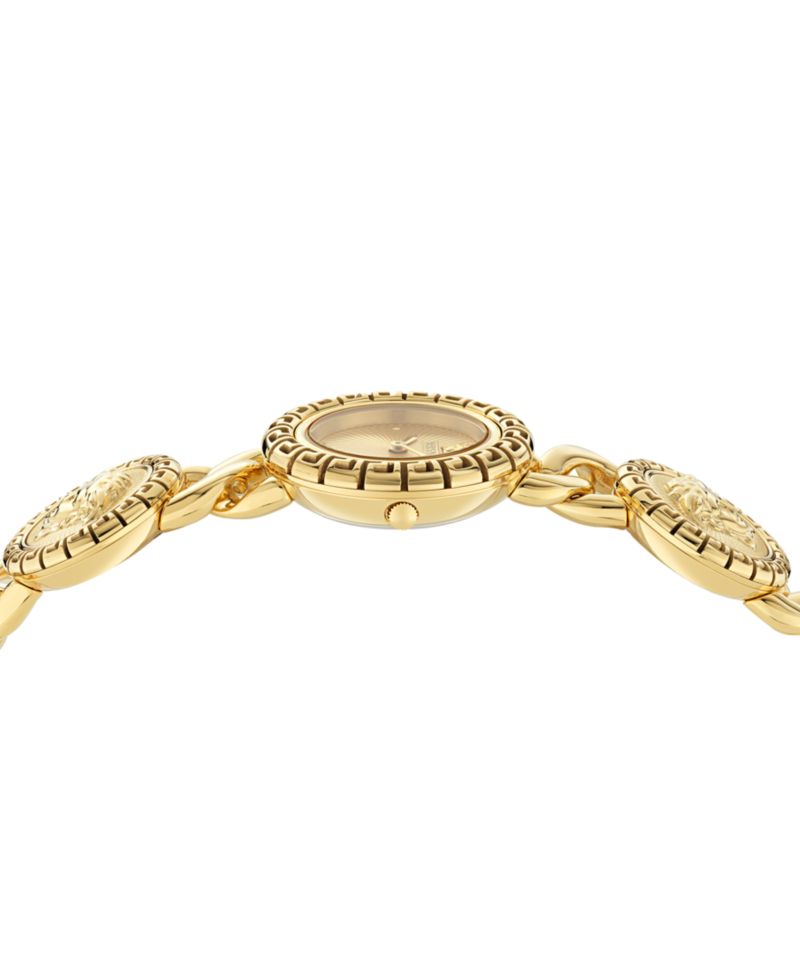 Women's Swiss La Greca Stud Icon Gold Ion Plated Link Bracelet Watch 28mm