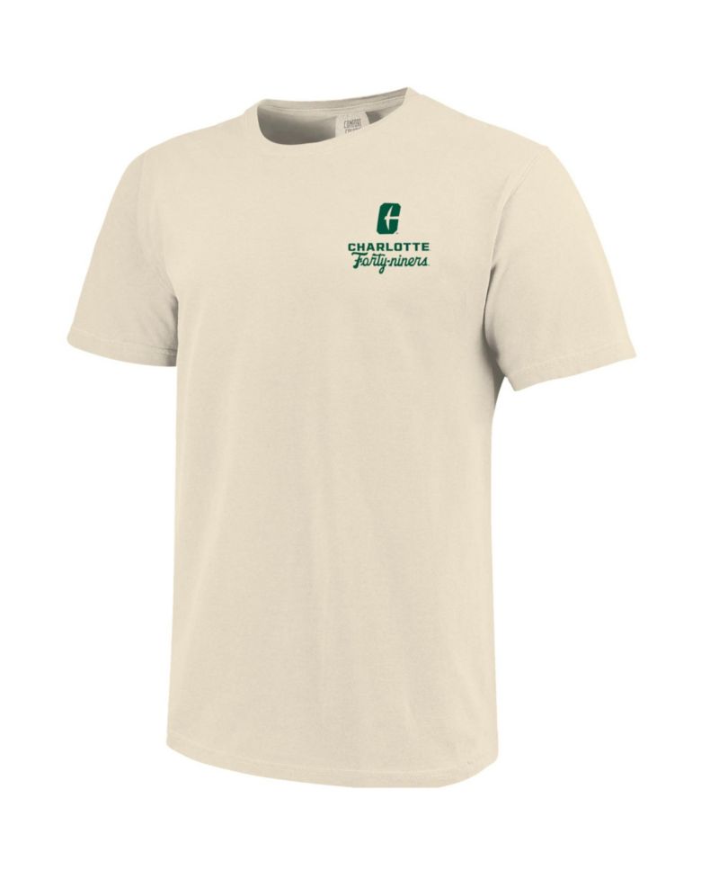 Men's Cream Charlotte 49ers Comfort Colors Mascot Overlay T-Shirt