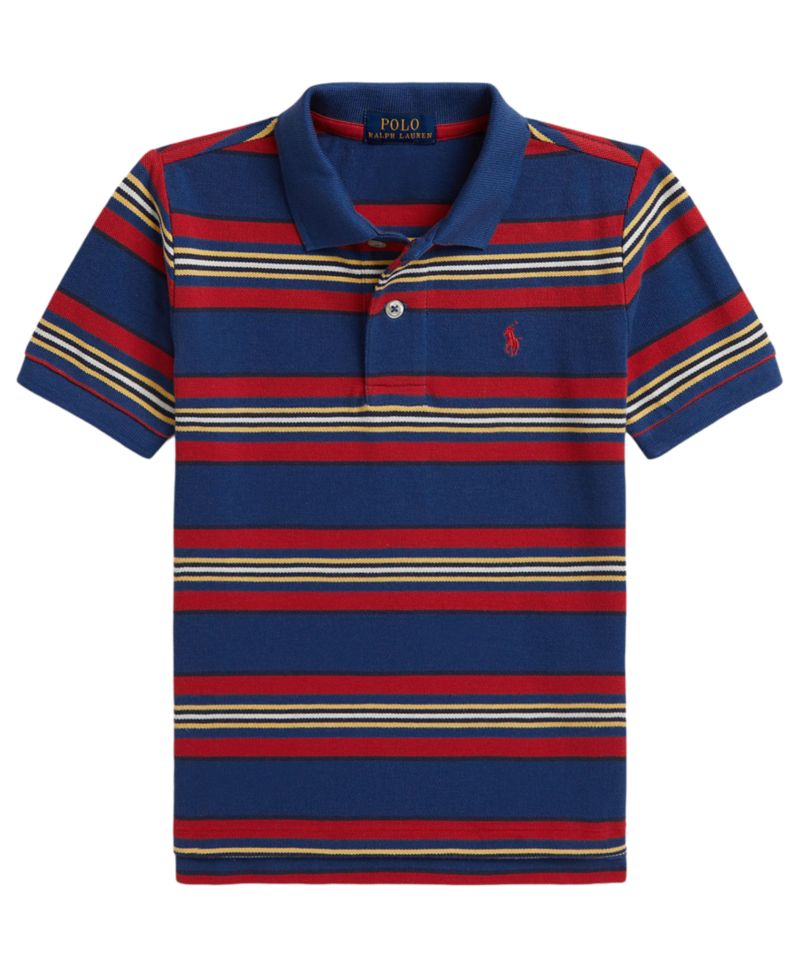 Boys' 2T-7 Striped Mesh Polo Shirt