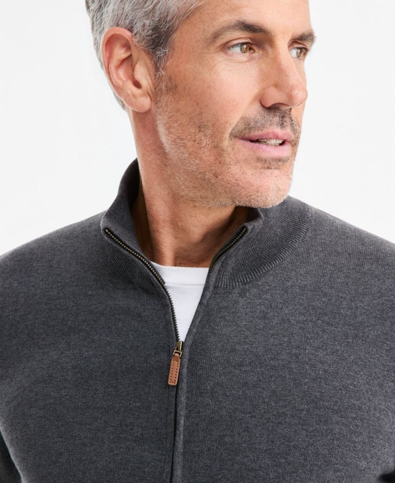 Men's Supima Cotton Full-Zip Sweater, Macy's Exclusive