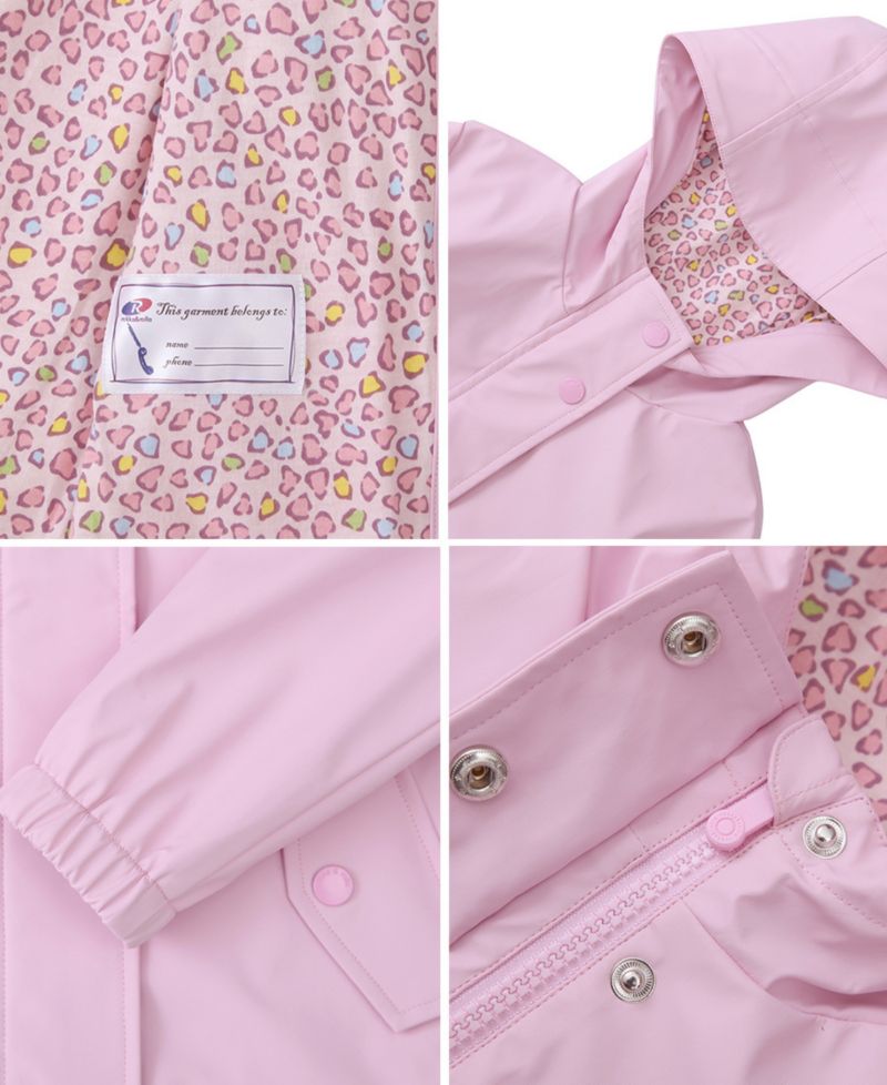 Little and Big Girls' Waterproof Rain Coat Rubberized Jacket