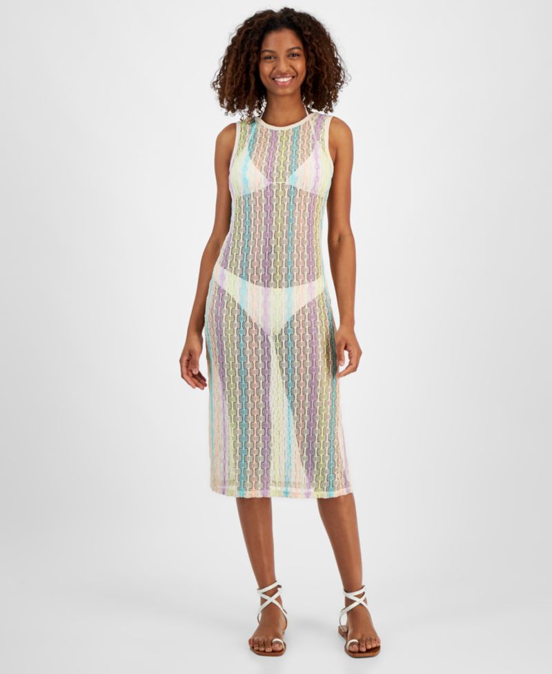 Juniors' Low-Back Midi Dress Swim Cover-Up