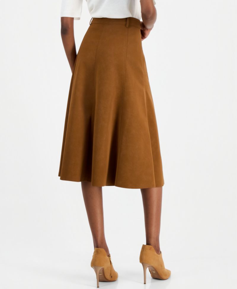 Women's Lucie A-Line Midi High-Waisted Faux Leather Skirt, Macy's Exclusive
