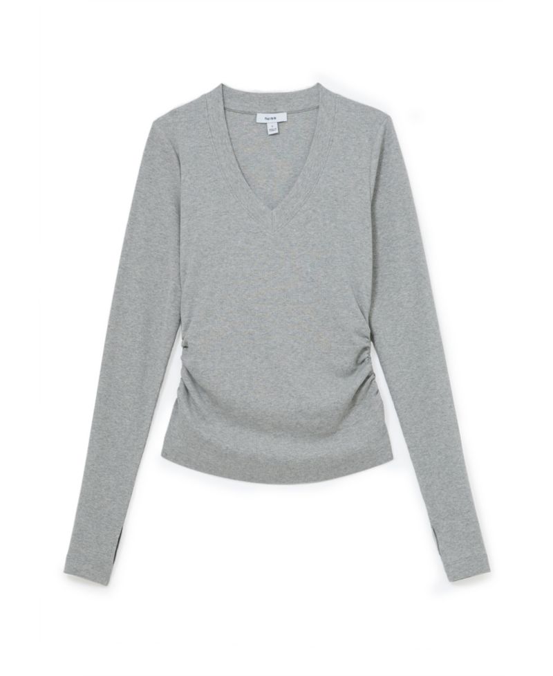 Women's Sandrine Long-Sleeve V-Neck Ruched T-Shirt