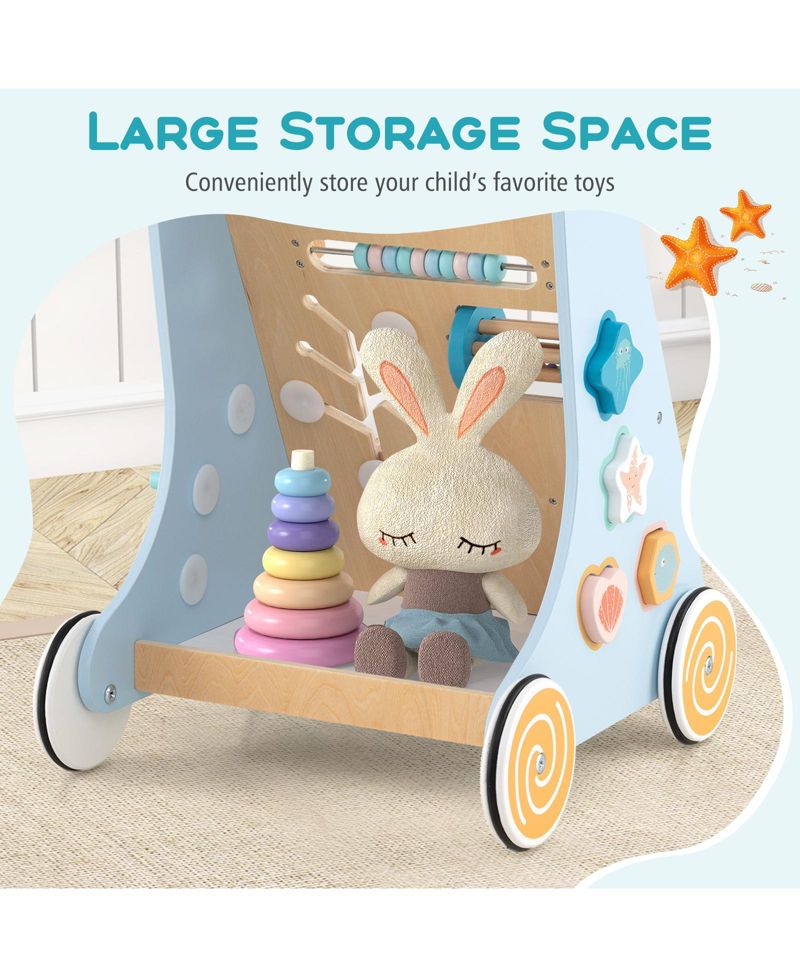 Toddler Walker Push and Pull Learning Activity Center with Wheels