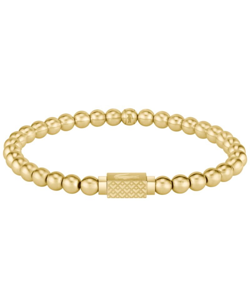 Men's Gold-Tone Stainless Steel Semi-Precious Stone Matchpoint Beaded Bracelet