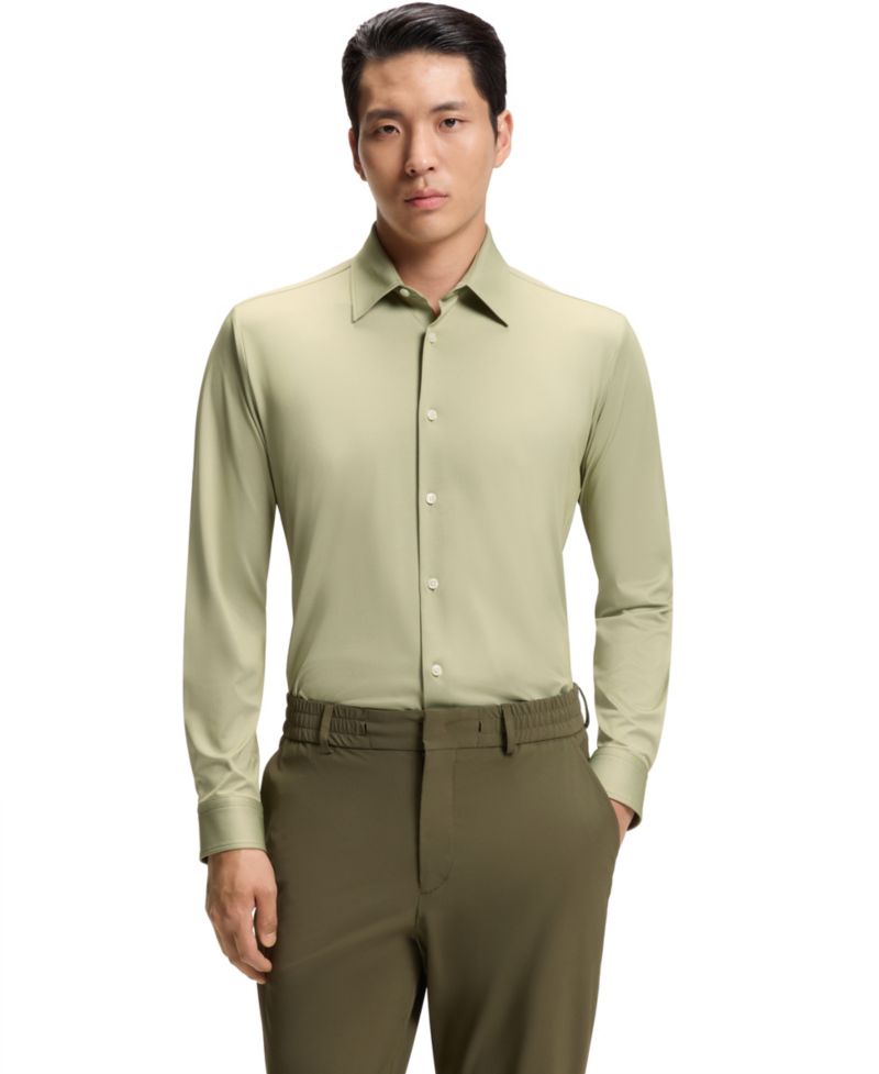 Men's Structured Performance-Stretch Slim-Fit Dress Shirt