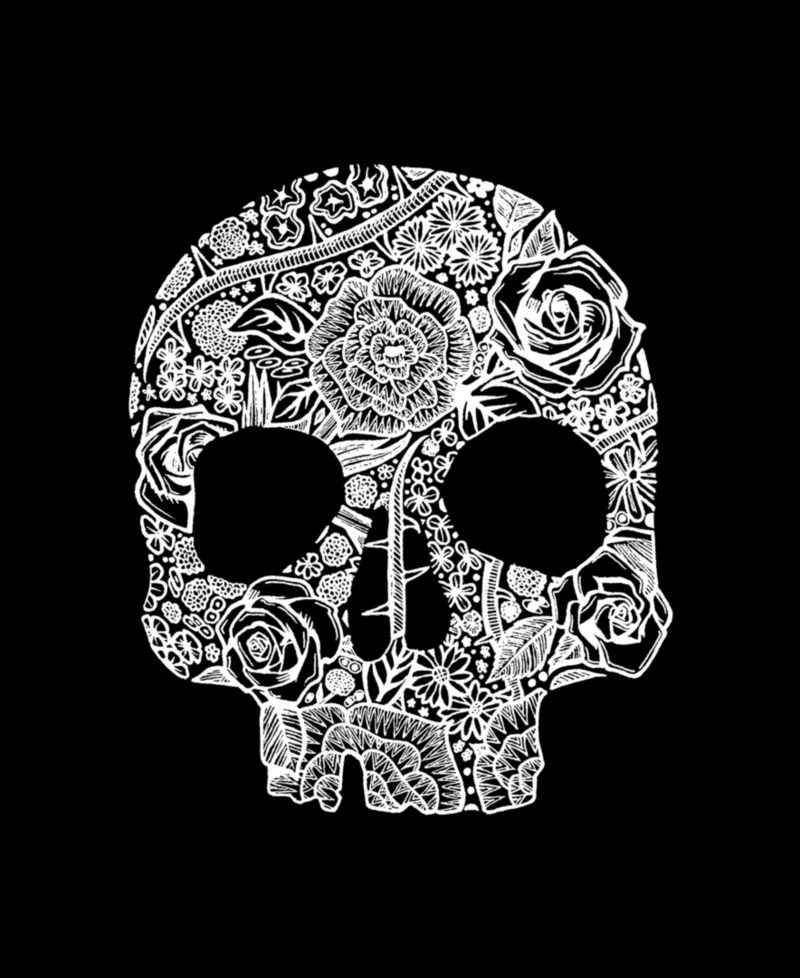 Plus Size Flower Skull Word Art Tank Top