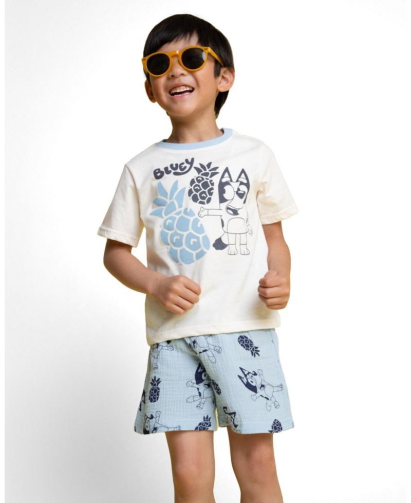 Little Boys' 5-8 Hawaiian Shirt, Tee and Shorts Set