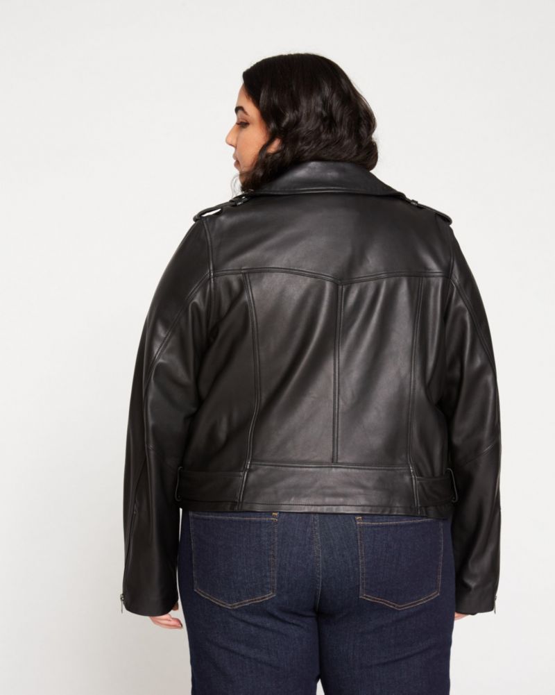 Plus Size Leeron Leather Moto Jacket