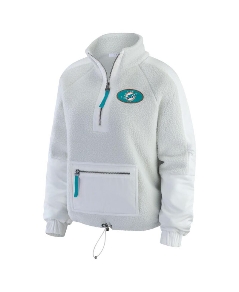 Women's White Miami Dolphins Polar Fleece Half-Zip Jacket