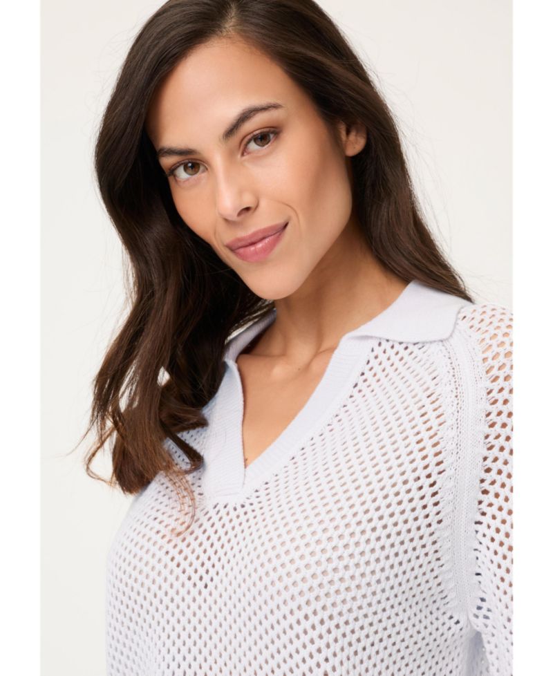 Women's Ajour Knit Polo Sweater