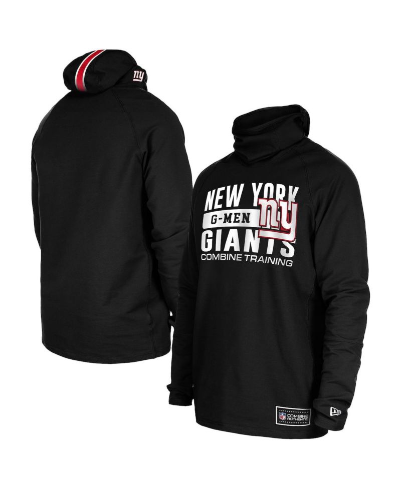 Men's Black New York Giants Functional Fandom Balaclava Helmet Stripe Tri-Blend Hoodie