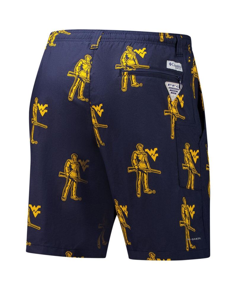 Men's Navy West Virginia Mountaineers Backcast III Printed Shorts