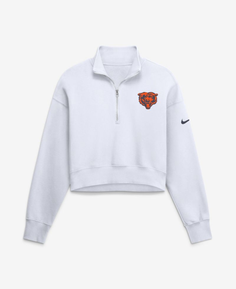 Women's White Chicago Bears Oversized Phoenix Fleece Cropped Quarter-Zip Sweatshirt