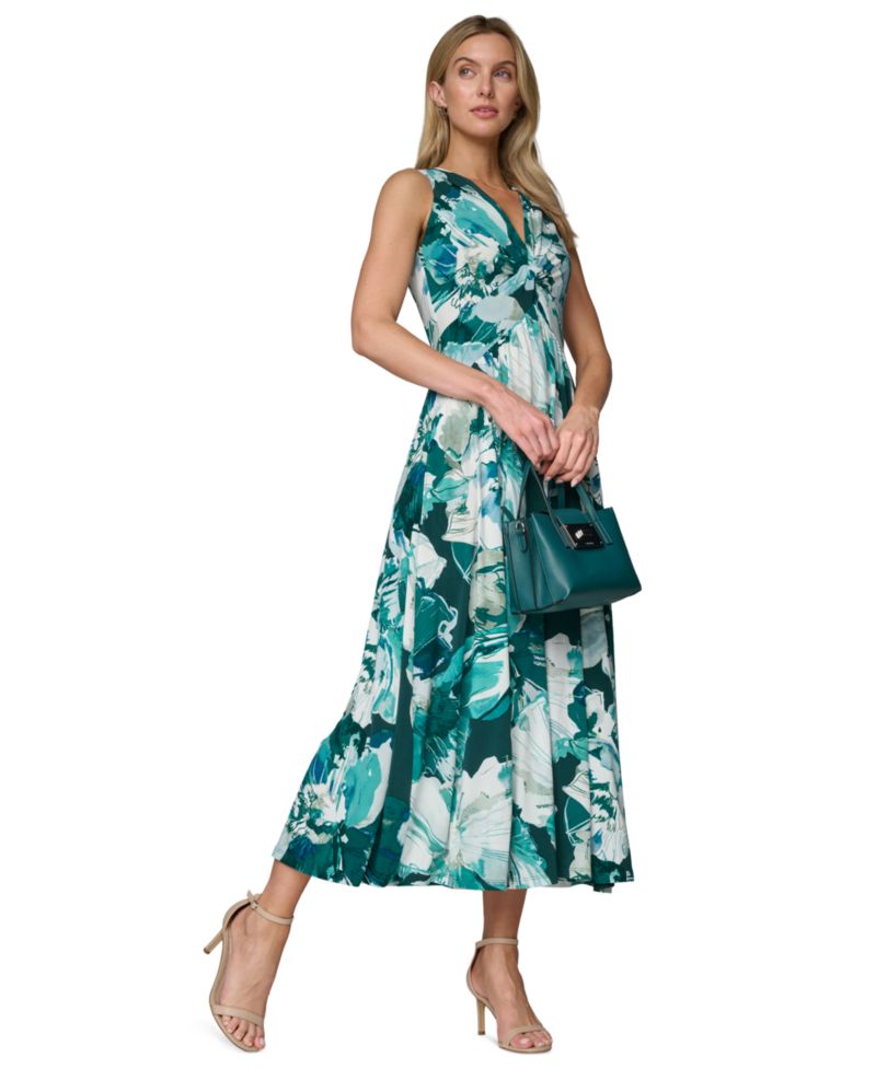 Women’s V-Neck Zip-Back Midi Dress