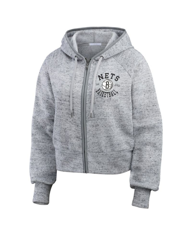 Women's Heather Gray Brooklyn Nets Speckled Radiator Full-Zip Hoodie