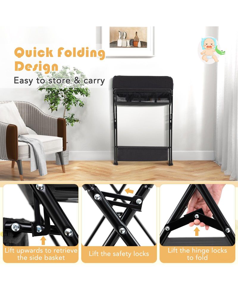 Baby Changing Table with Storage Organizer, Foldable Space-Saving Design