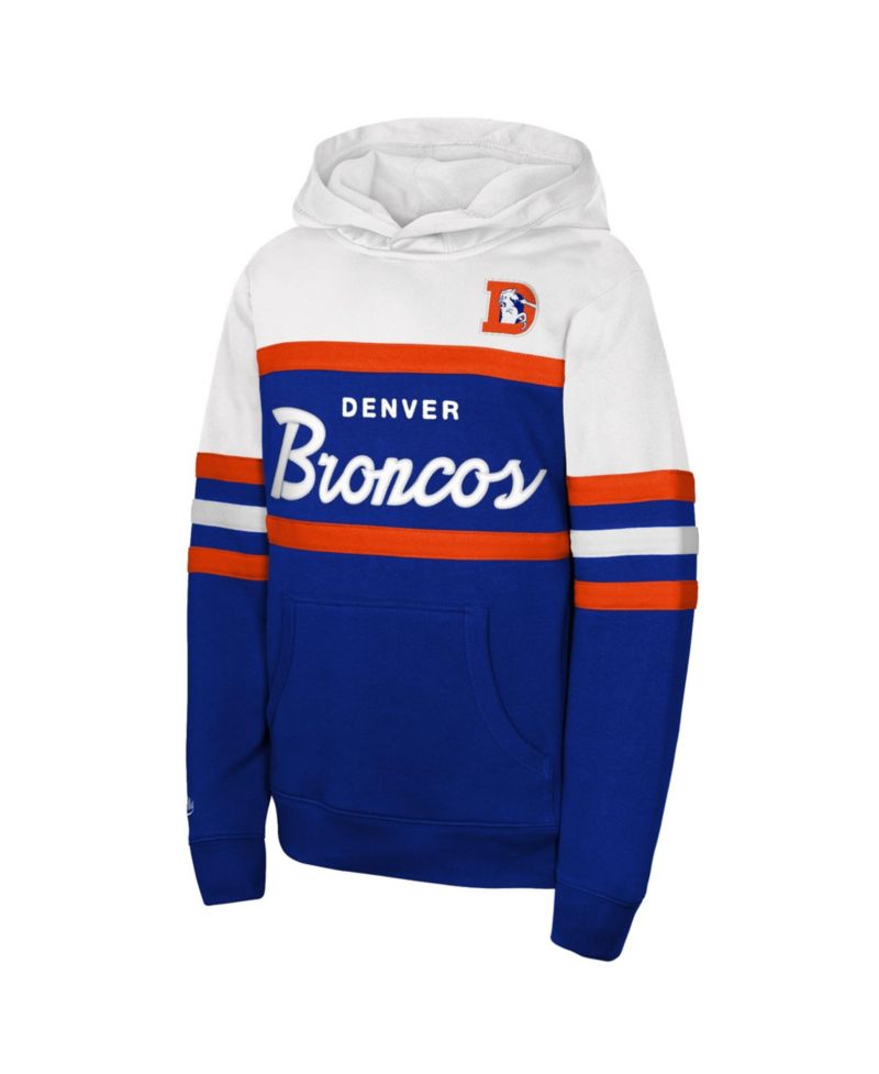 Big Boys and Girls Royal Denver Broncos Throwback Head Coach Hoodie