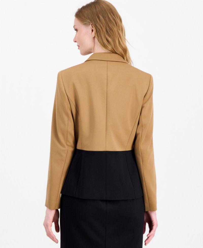 Women's Colorblock One-Button Peplum Jacket and Dress, 2-Piece Set