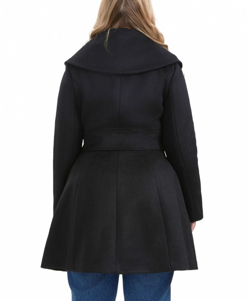 Plus Size Fit & Flare Wool Blend Coat