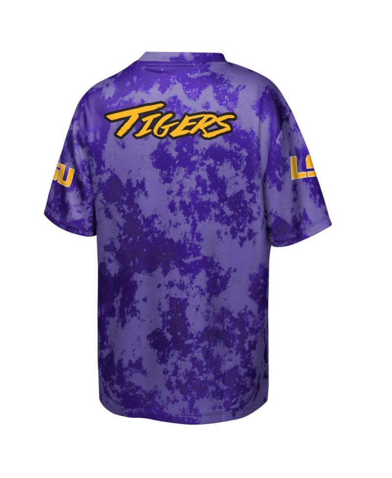 Big Boys and Girls Purple LSU Tigers Off-Side Sublimated T-Shirt