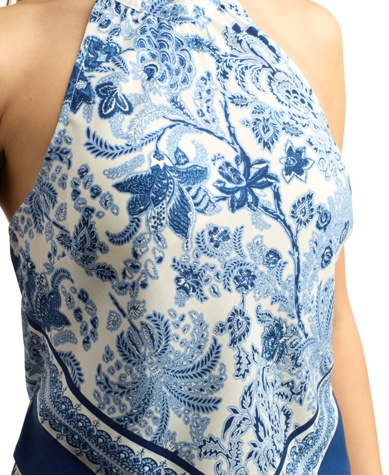 Juniors' Halter Printed Sleeveless Tank Top