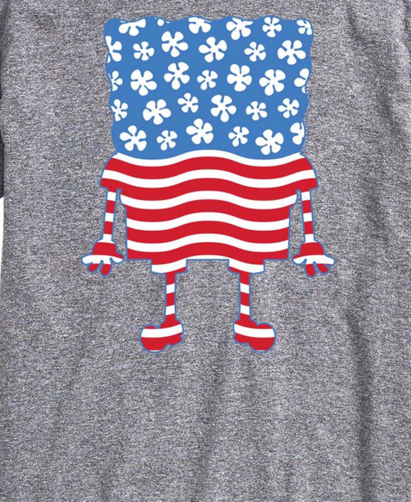 Men's SpongeBob SquarePants Silhouette Stars Stripes Short-Sleeve Graphic T-Shirt