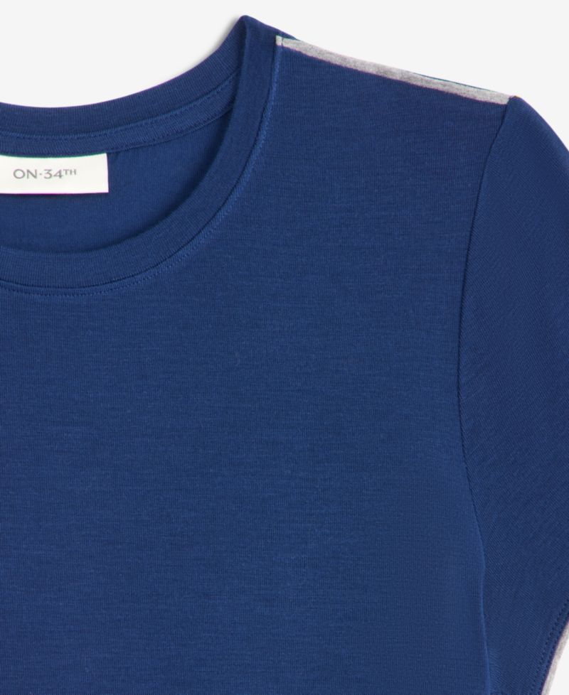 Plus Size Piped Tissue Jersey Layering Crewneck T-Shirt