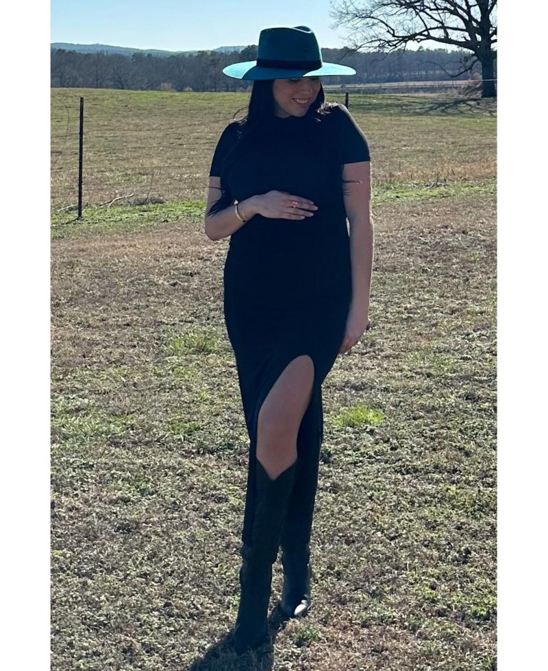 Women's Black Mock Neck Front Slit Short Sleeve Maxi Dress