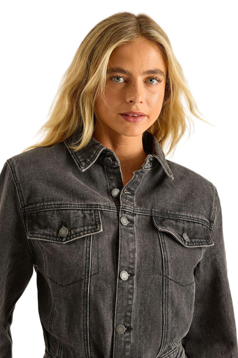 Women's Denim Shoulder Pad Boilersuit