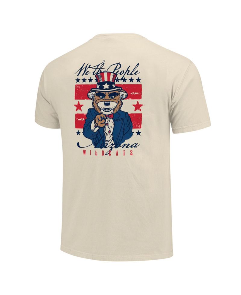 Men's Cream Arizona Wildcats Uncle Sam Mascot T-Shirt