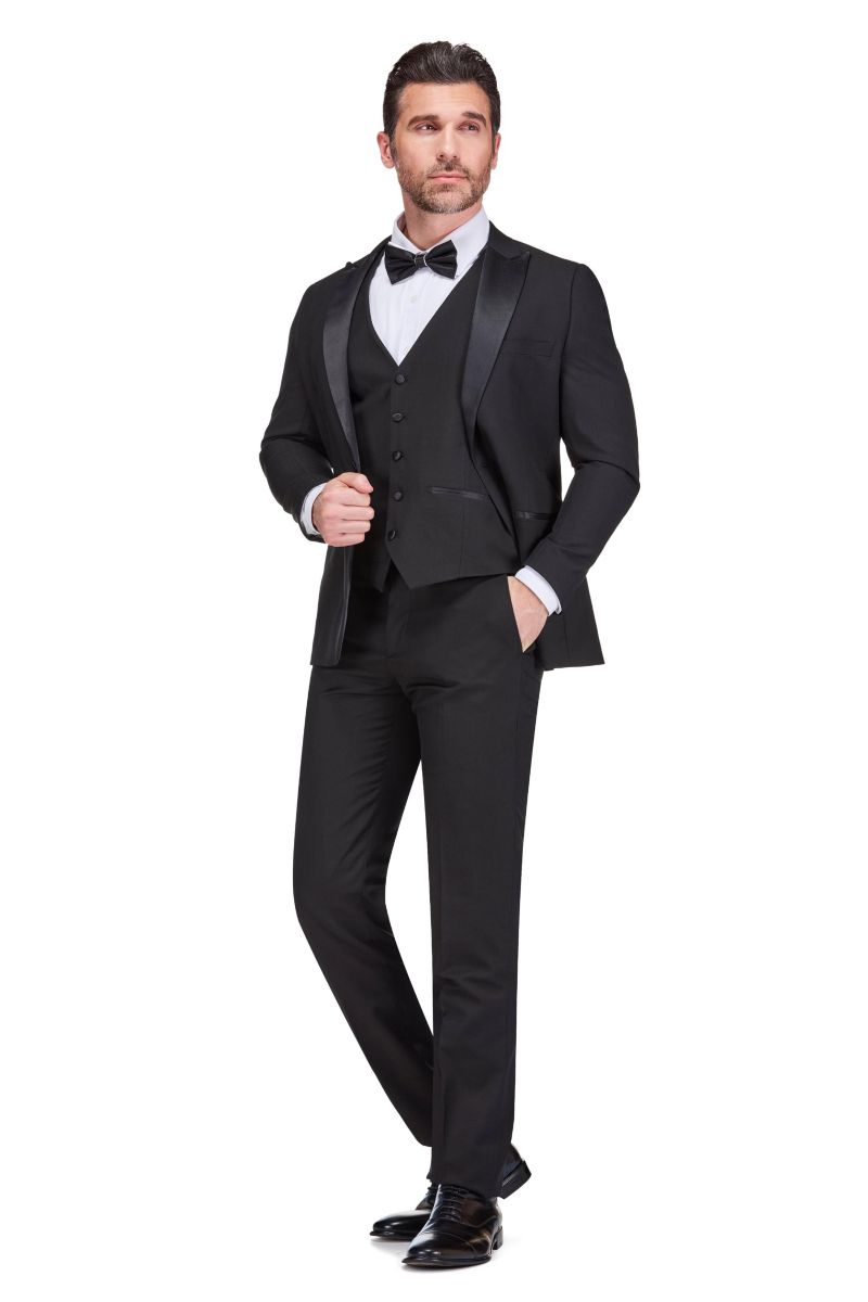 Men's 3-Piece Slim Fit Tuxedo with Peak Lapel